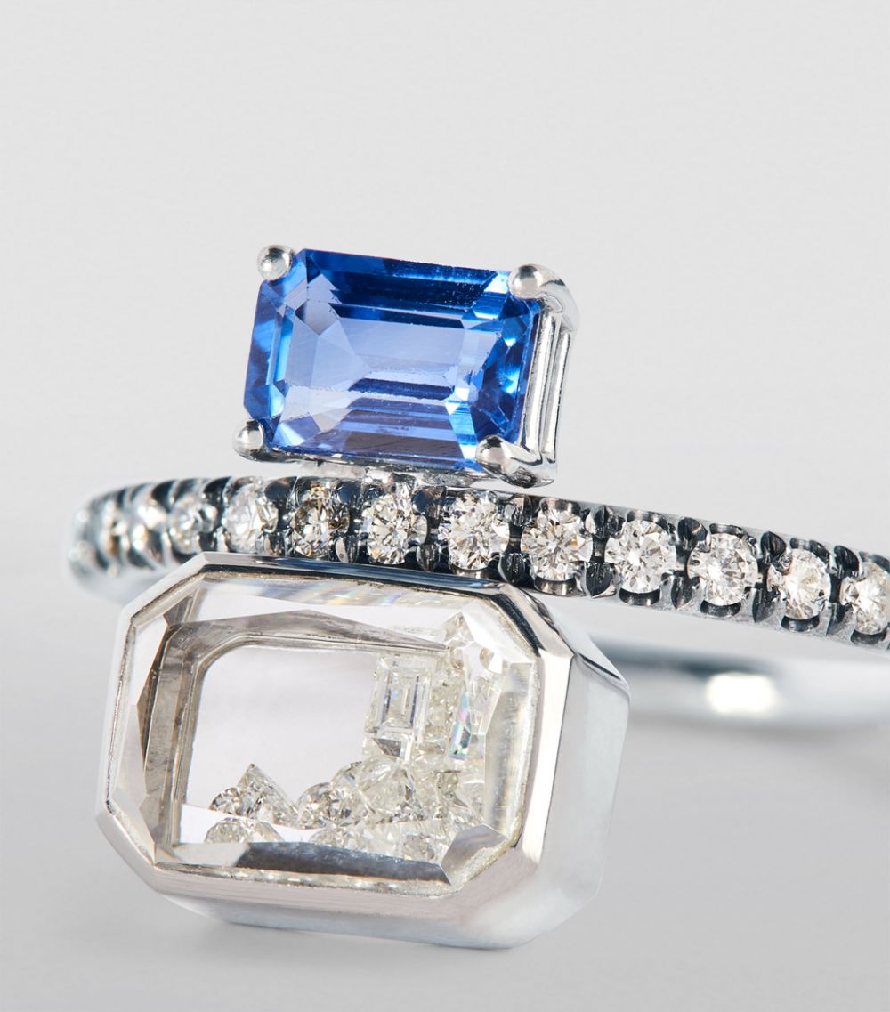 Moritz Glik Moritz Glik White Gold, Diamond And Sapphire Kaleidoscope Shaker Ring (Size 6.5)