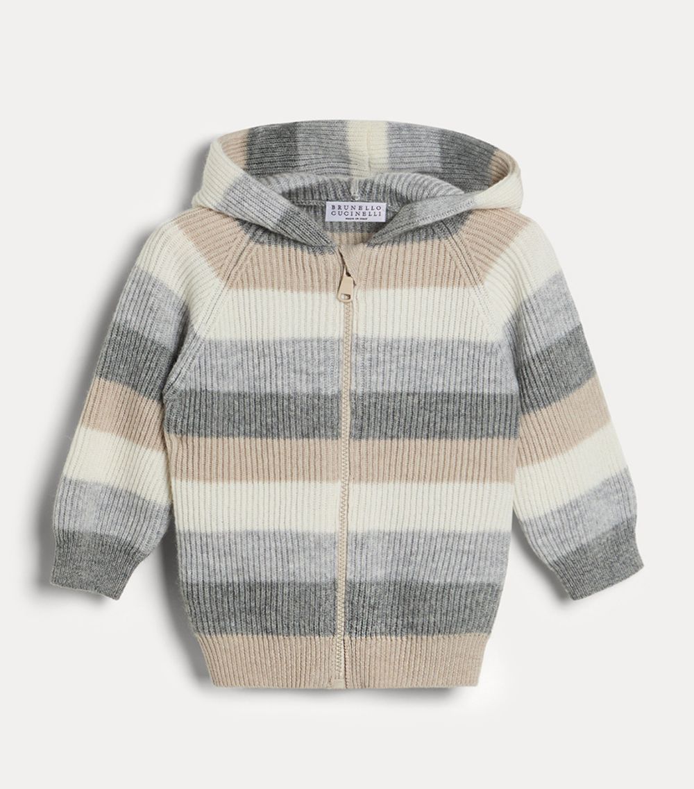 Brunello Cucinelli Kids Brunello Cucinelli Kids Cashmere Striped Zip-Up Hoodie