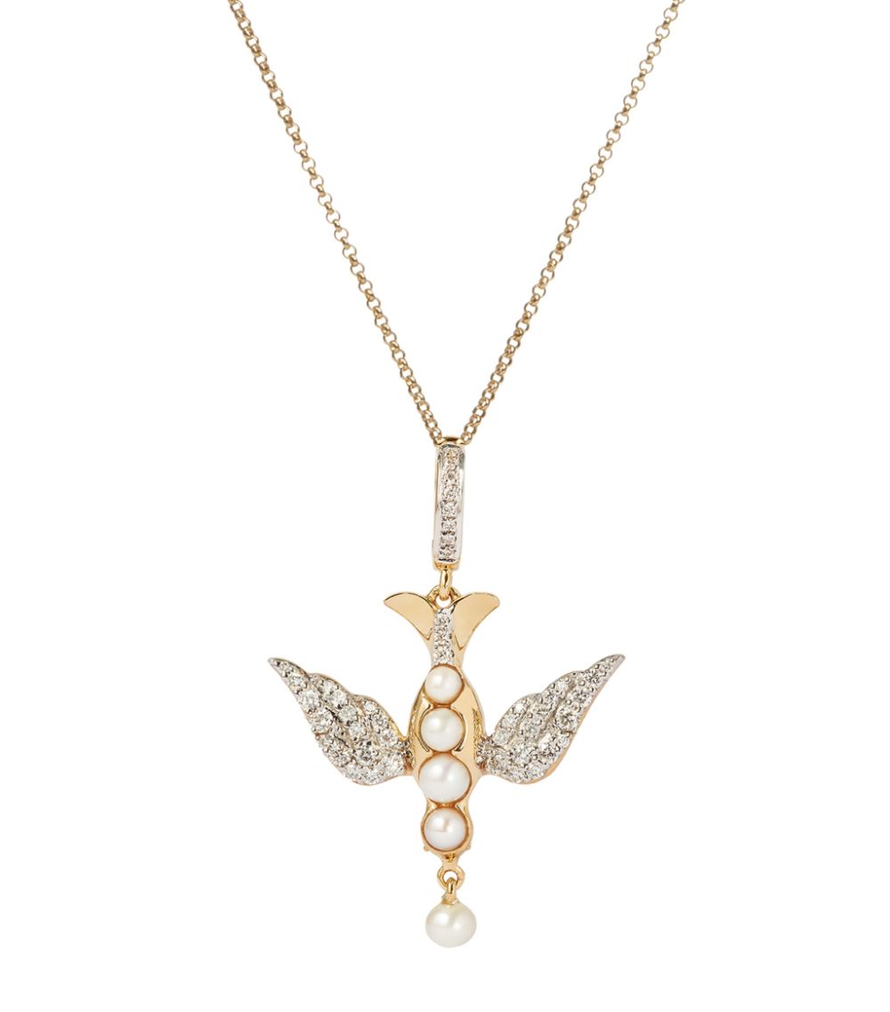 Annoushka Annoushka x Temperley London Yellow Gold, Pearl and Diamond Lovebirds Charm