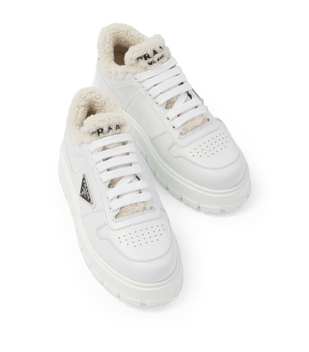 Prada Prada Shearling-Detail Low-Top Sneakers