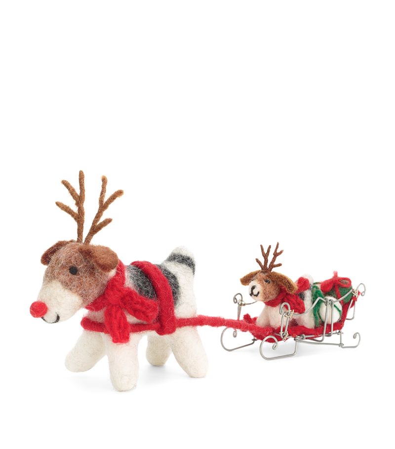 Miele Miele Wool Fox Terriers and Sleigh Ornament