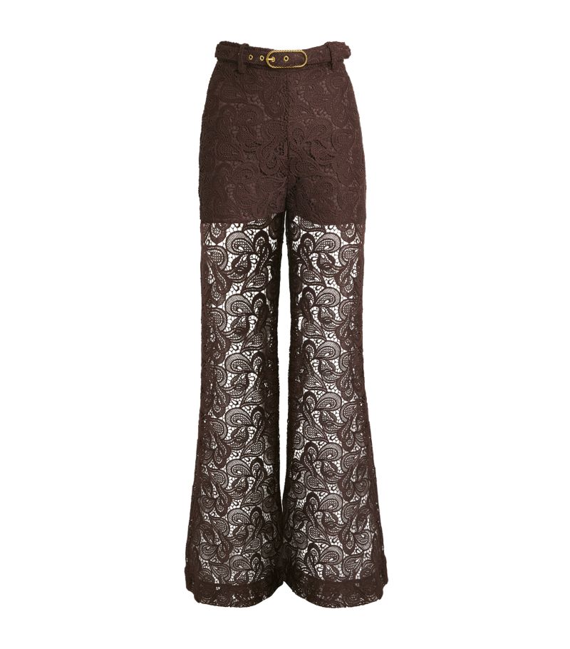 Zimmermann Zimmermann Lace Belted Flared Trousers