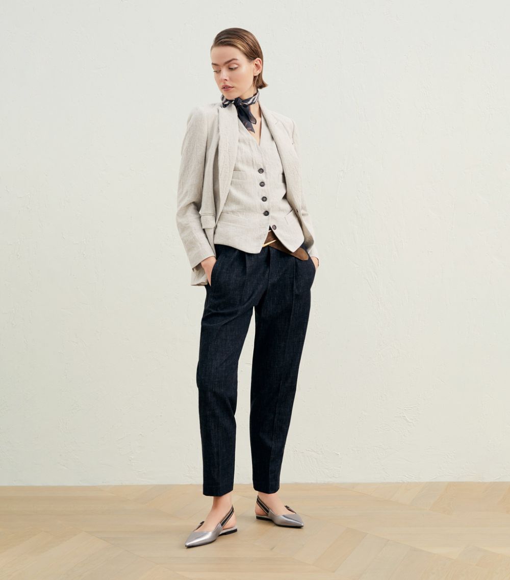 Brunello Cucinelli Brunello Cucinelli Denim Pleated Trousers