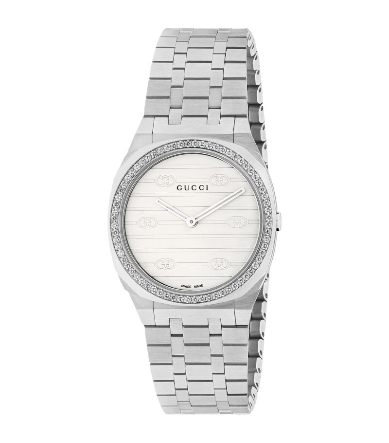 Gucci Gucci Stainless Steel And Diamond Gucci 25H Watch 30Mm