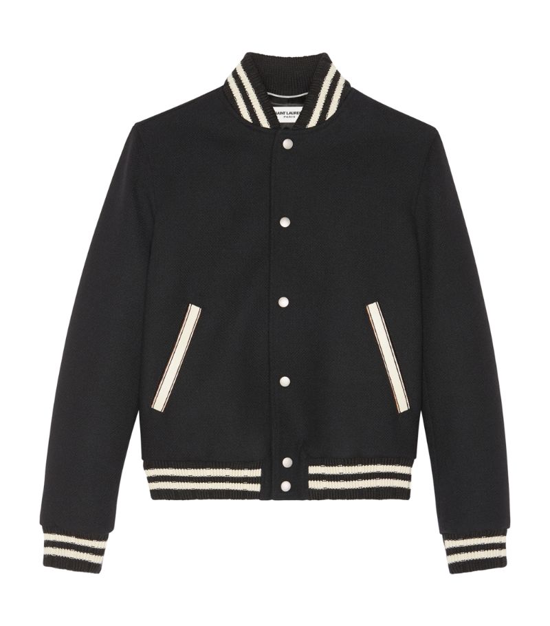 Saint Laurent Saint Laurent Wool-Rich Logo Bomber Jacket