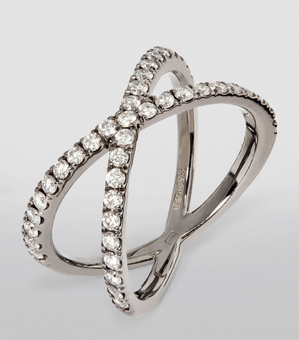 Eva Fehren Eva Fehren Blackened White Gold and Diamond Shorty Ring (Size 6)