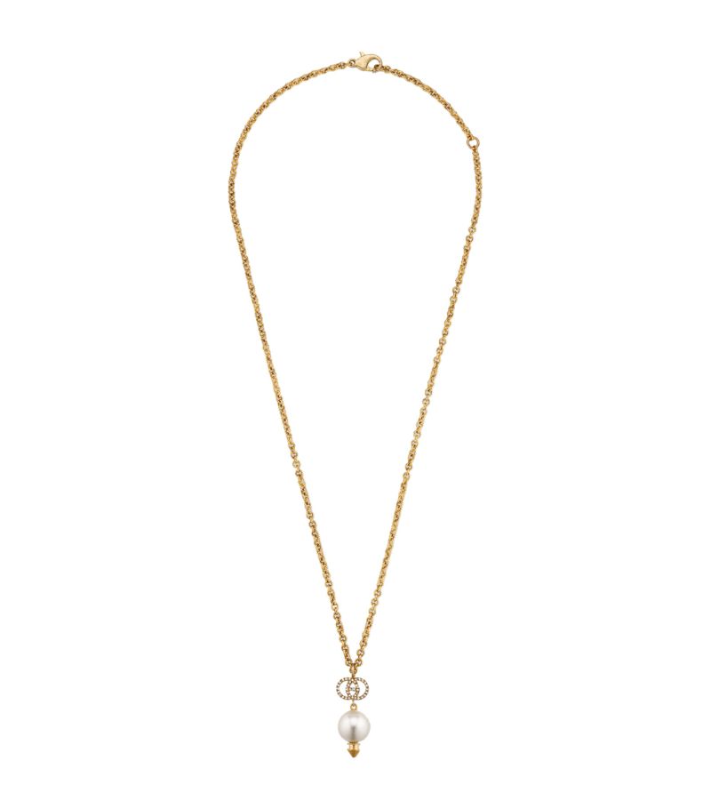 Gucci Gucci Glass Pearl Interlocking G Necklace