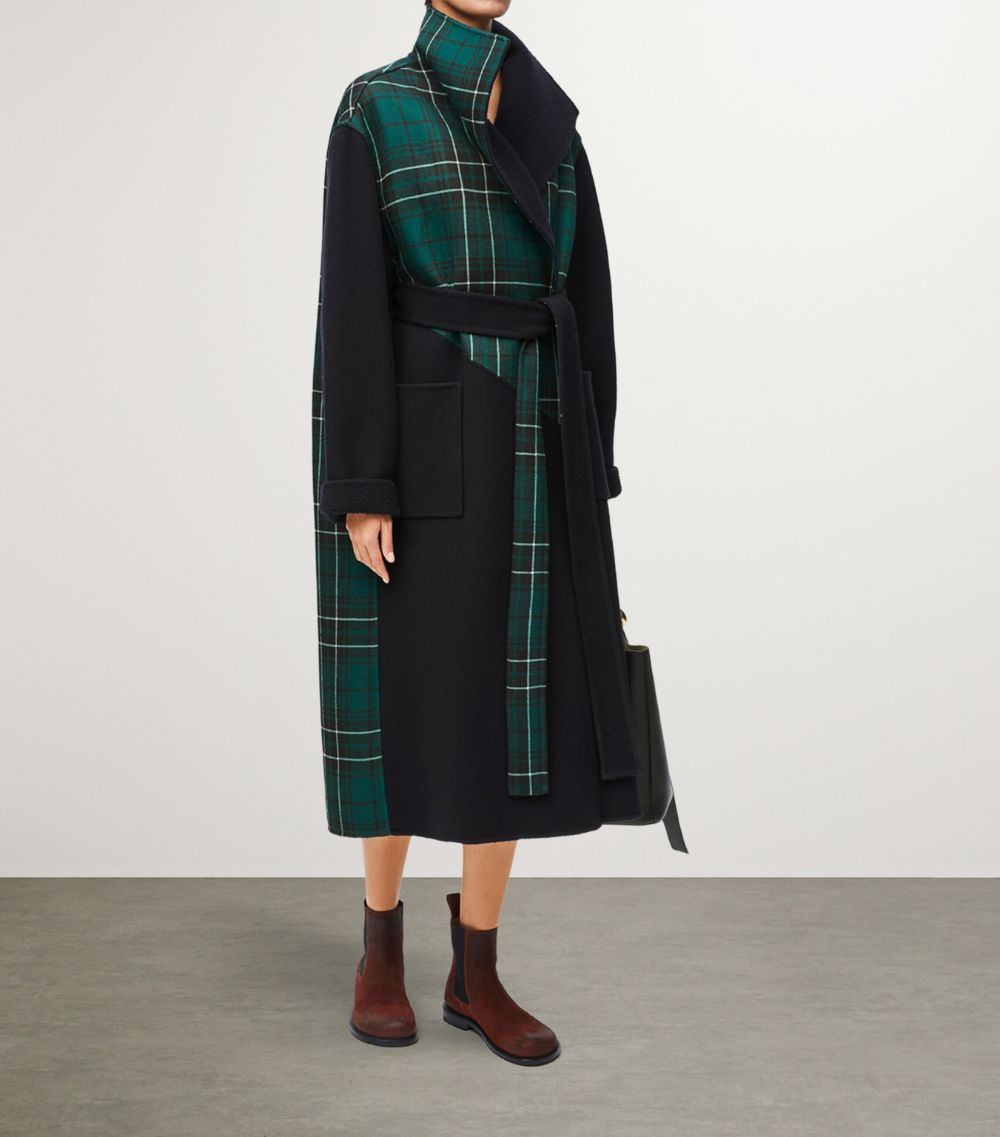 Loewe Loewe Wool-Blend Tartan Belted Coat