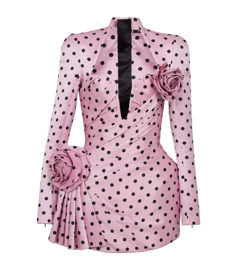 Balmain Balmain Cotton Polka-Dot Rose Mini Dress