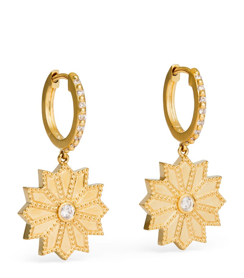 Orly Marcel ORLY MARCEL Yellow Gold and Diamond Sacred Flower Drop Earrings