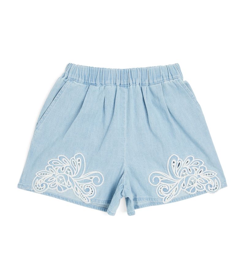 Ermanno Scervino Junior Ermanno Scervino Junior Denim Embroidered Shorts (4-14 Years)