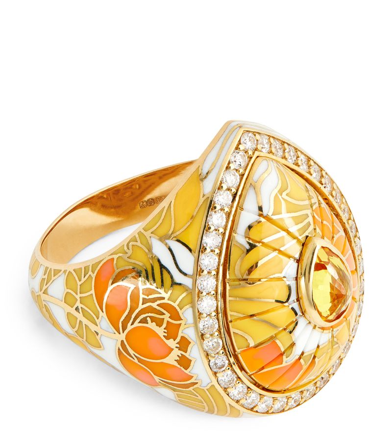 L'Atelier Nawbar L'Atelier Nawbar Yellow Gold, Diamond And Sapphire Chinoiserie Bond Ring
