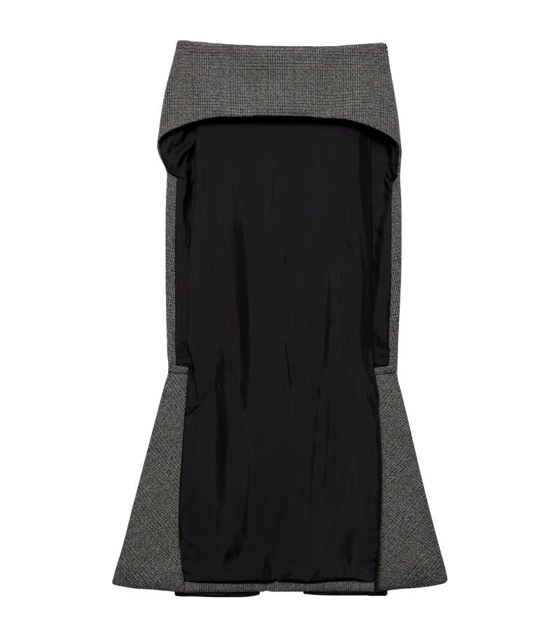 Prada Prada Mouliné Wool Check Midi Skirt