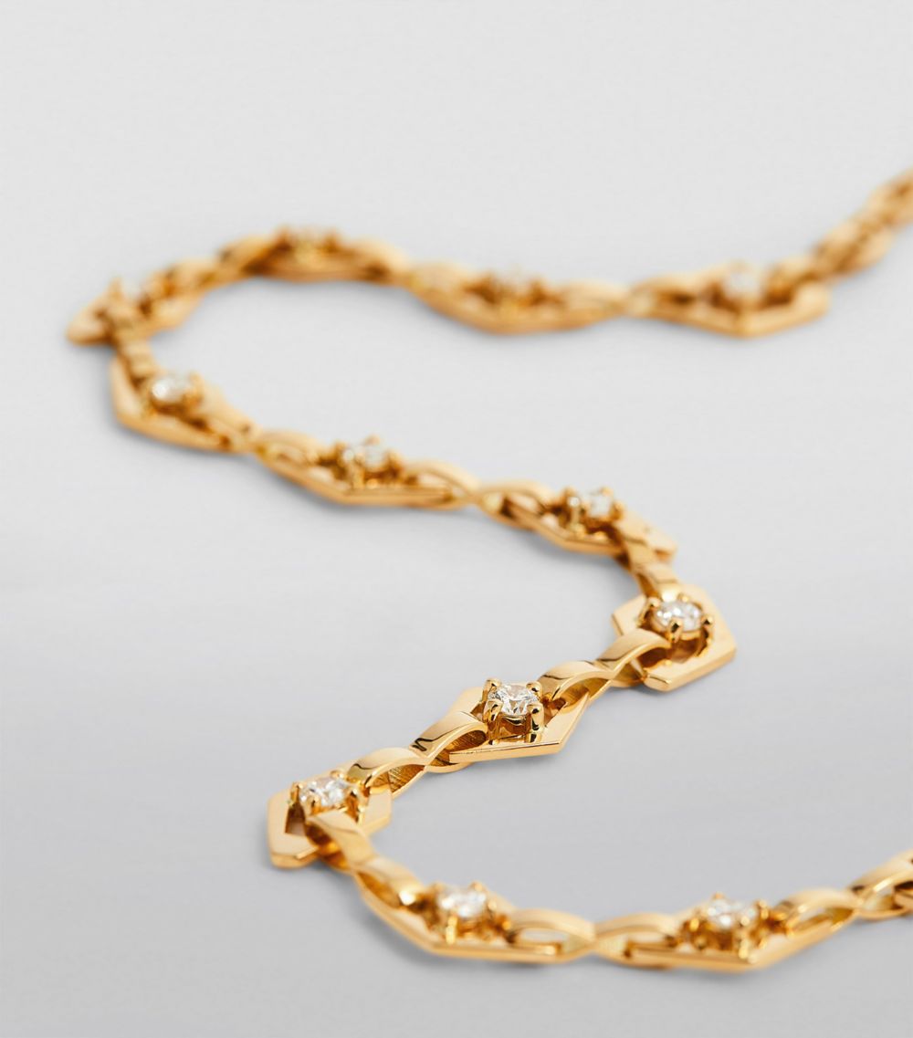 Azlee Azlee Yellow Gold And Diamond Lozenge Necklace