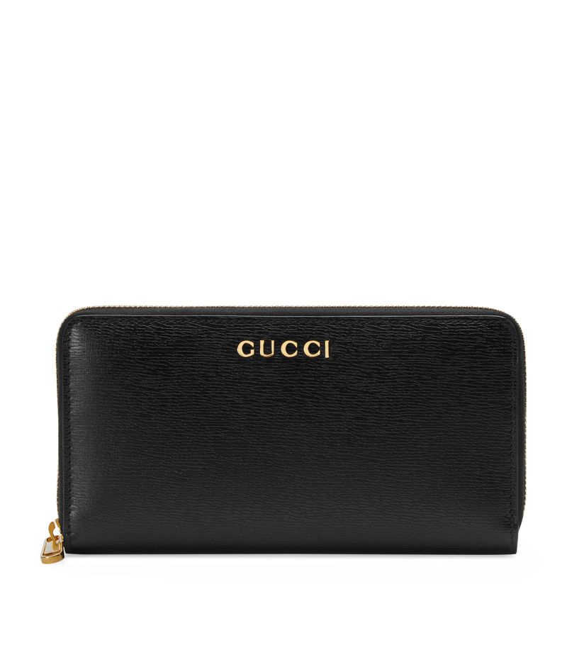 Gucci Gucci Leather Script Zip-Around Wallet