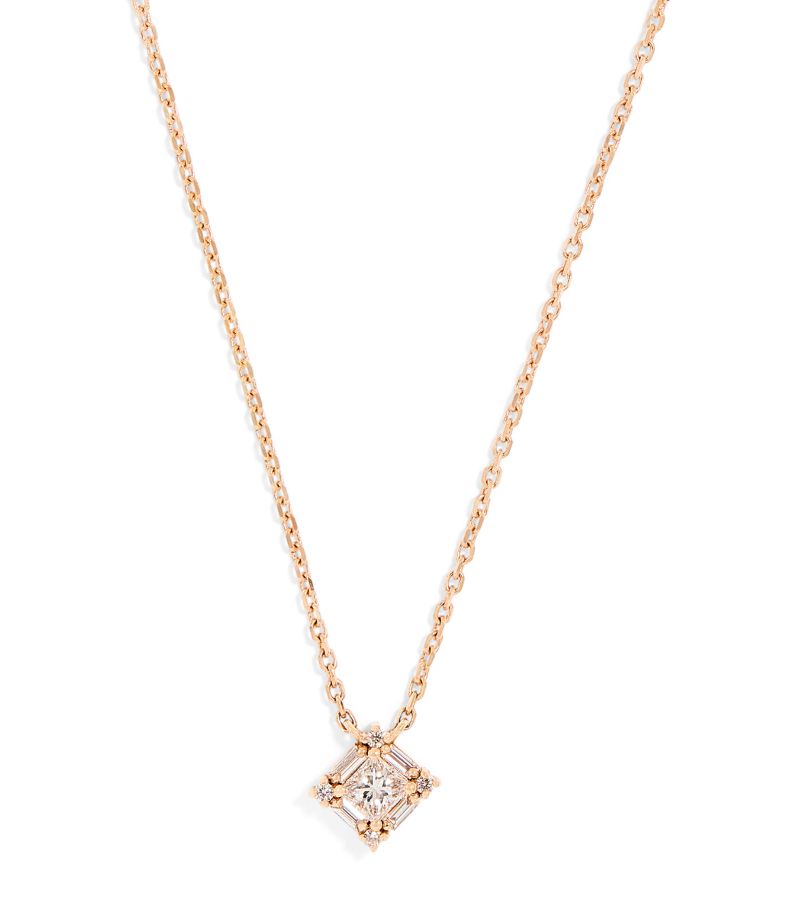 Suzanne Kalan Suzanne Kalan Mini Rose Gold And Diamond Princess Pendant Necklace