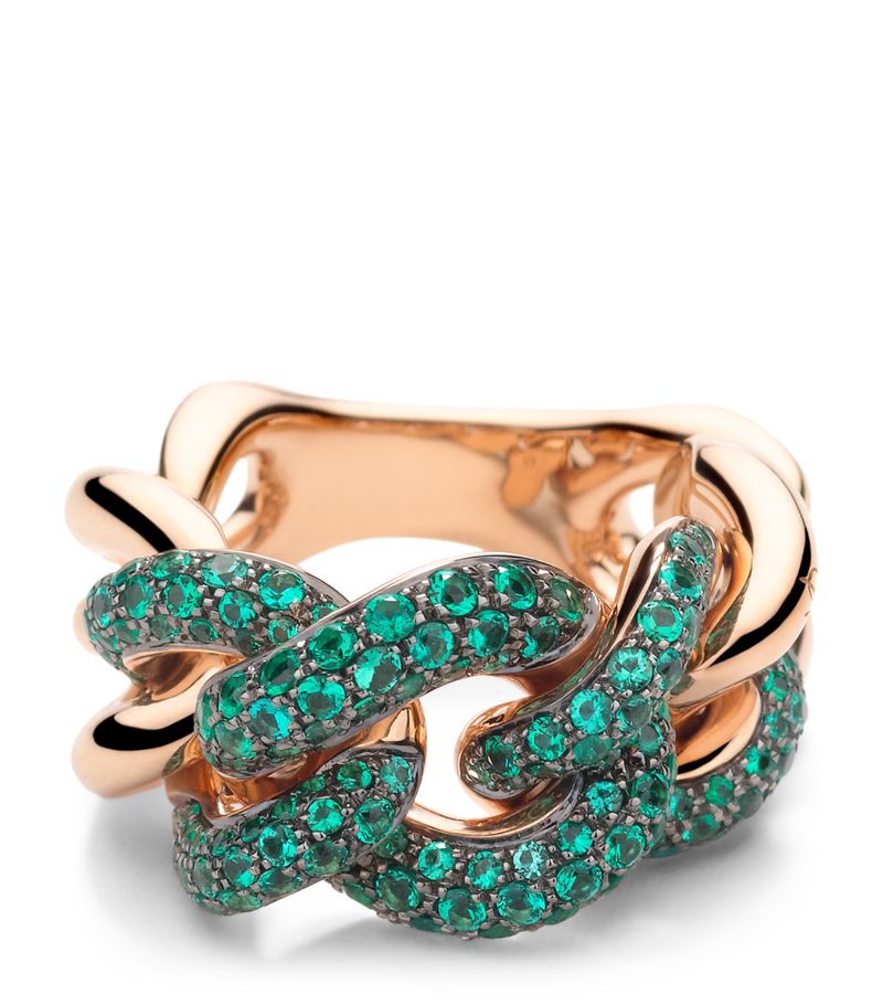 Pomellato Pomellato Exclusive Rose Gold And Emerald Catene Ring