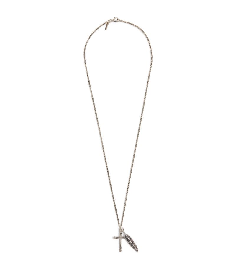 Emanuele Bicocchi Emanuele Bicocchi Sterling Silver Feather And Cross Necklace