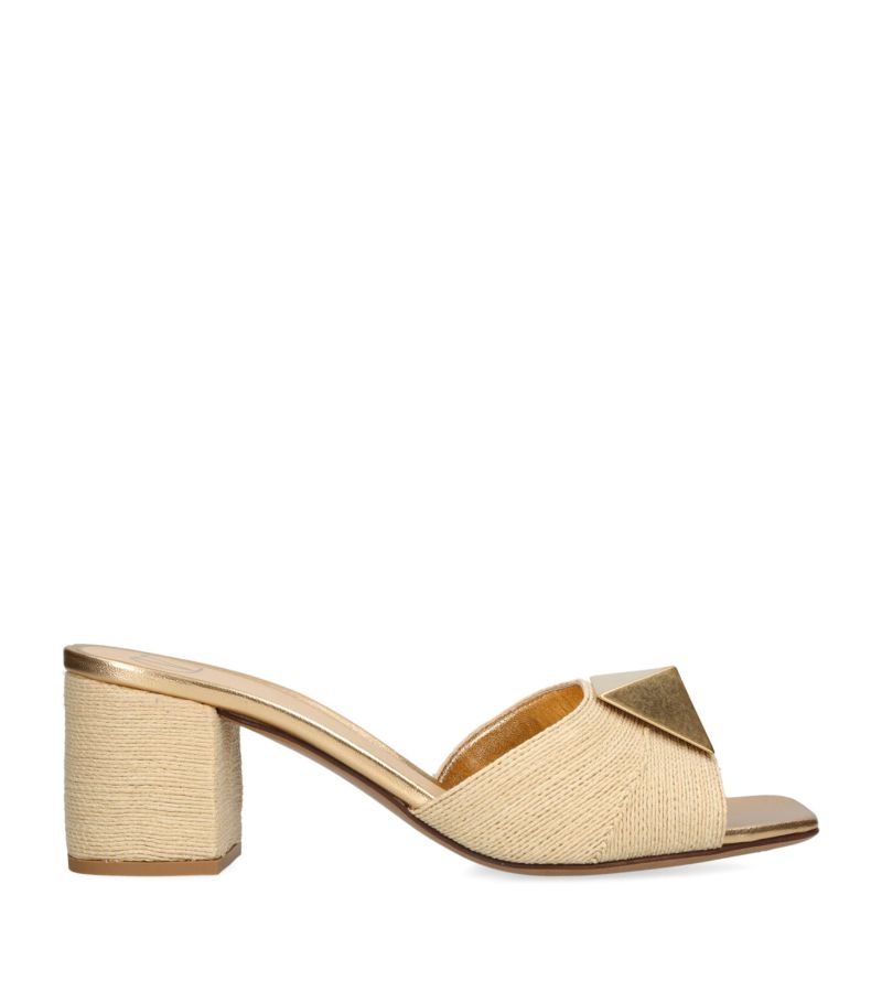 VALENTINO GARAVANI Valentino Garavani Raffia One Stud Mules 60