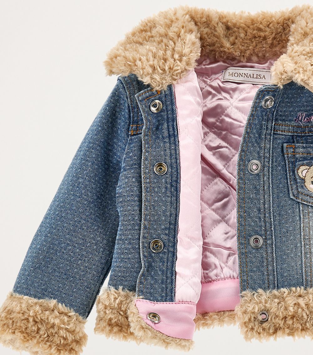 Monnalisa Monnalisa Fleece-Trimmed Denim Jacket (3-36 Months)