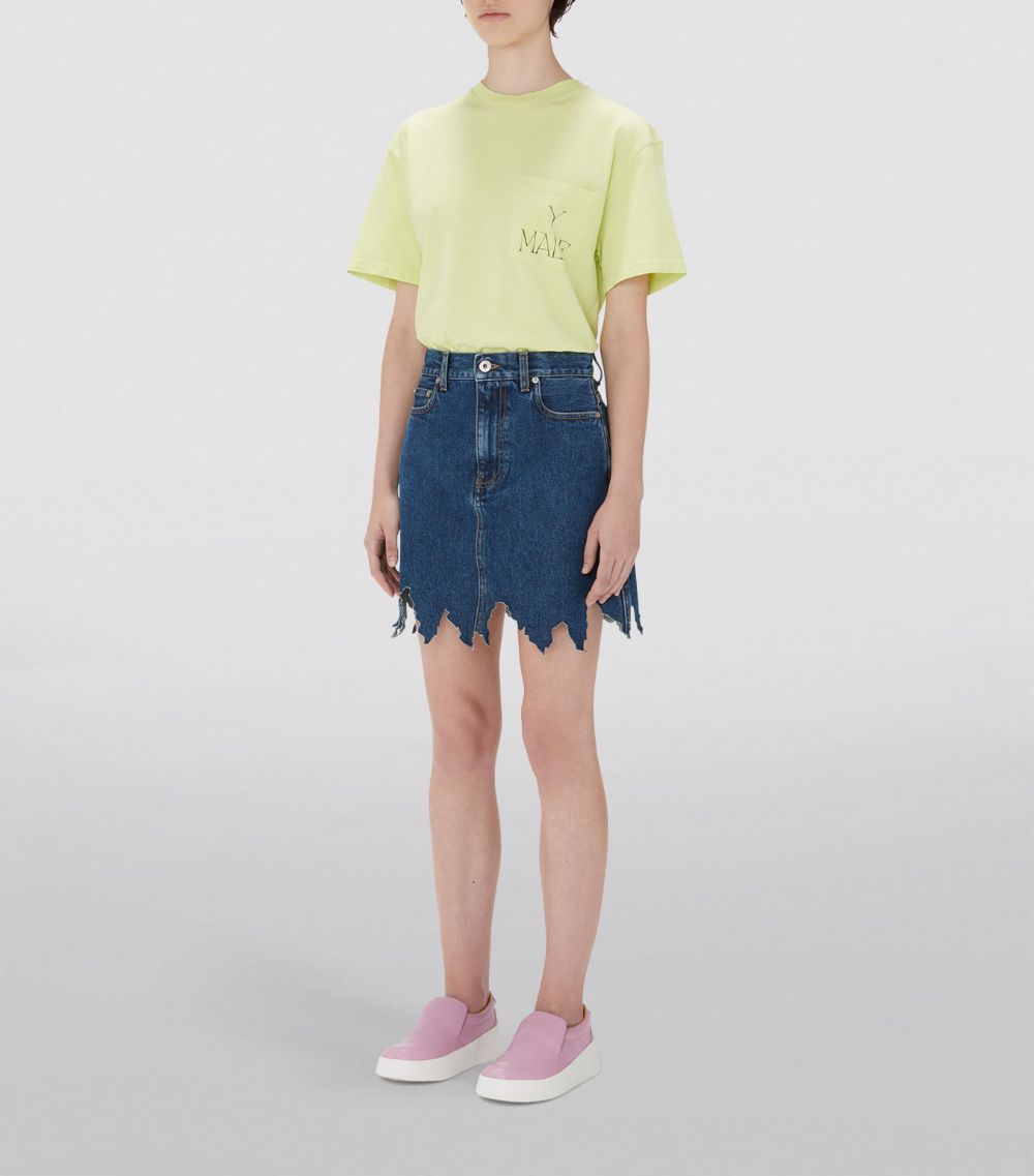 Jw Anderson Jw Anderson Denim Distressed Mini Skirt