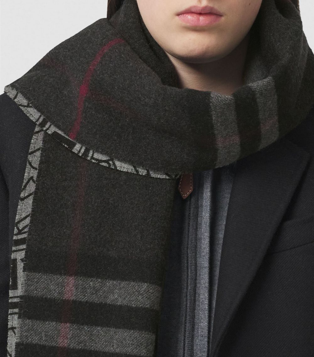 Burberry Burberry Cashmere Check And Tb Monogram Scarf