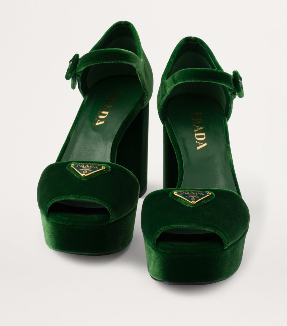 Prada Prada Velvet Platform Sandals 95