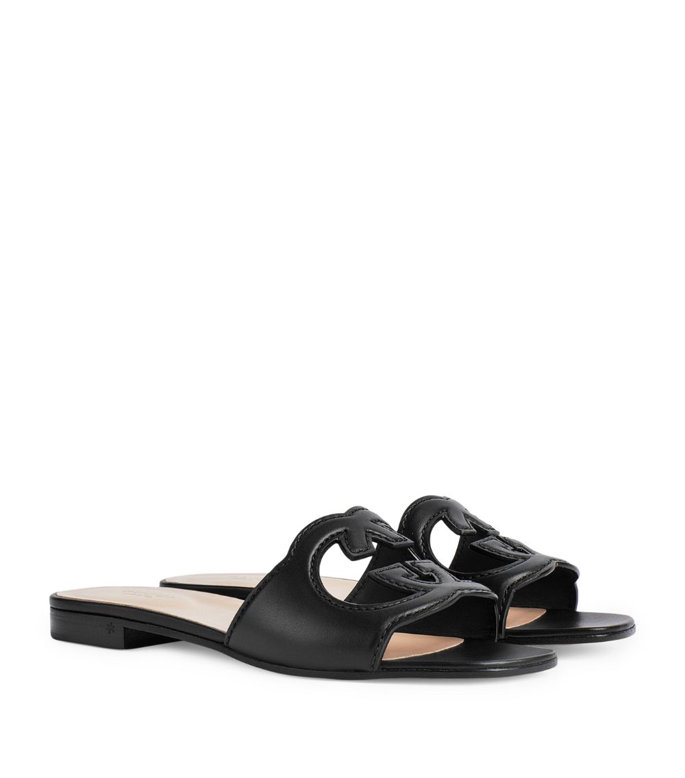 Gucci Gucci Gucci Cut Leather Interlocking G Sandals