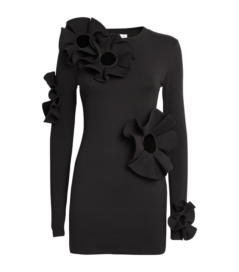  Area Nyc Ruffle-Flower Mini Dress