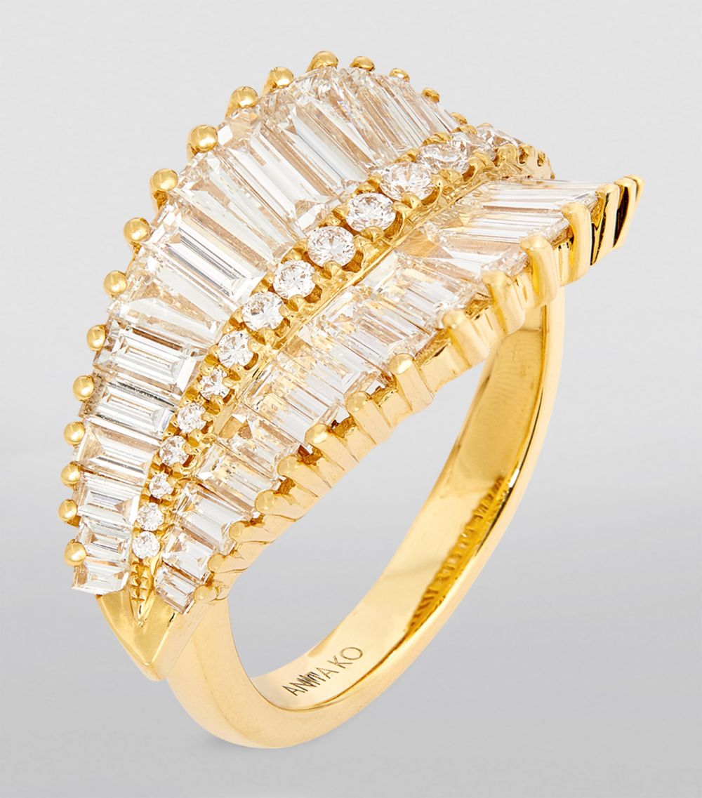 Anita Ko Anita Ko Yellow Gold And Diamond Sideways Palm Leaf Ring (Size 6)