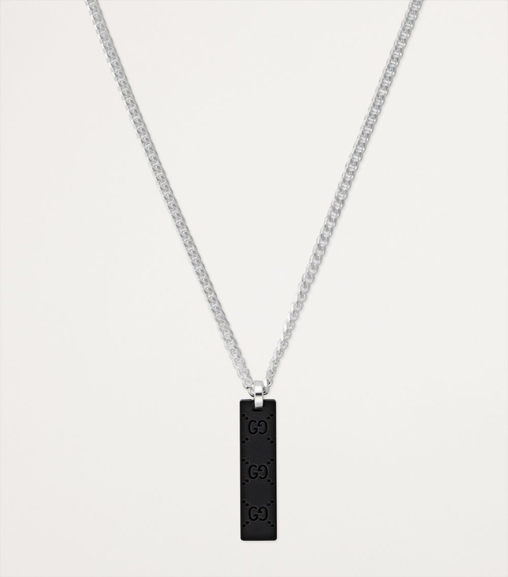 Gucci Gucci Sterling Silver Gg Tag Necklace (55Cm)