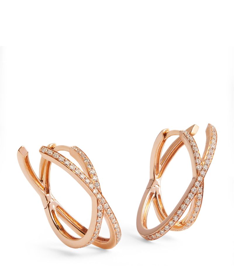 Eva Fehren Eva Fehren Medium Rose Gold and Diamond Orbit X Hoop Earrings