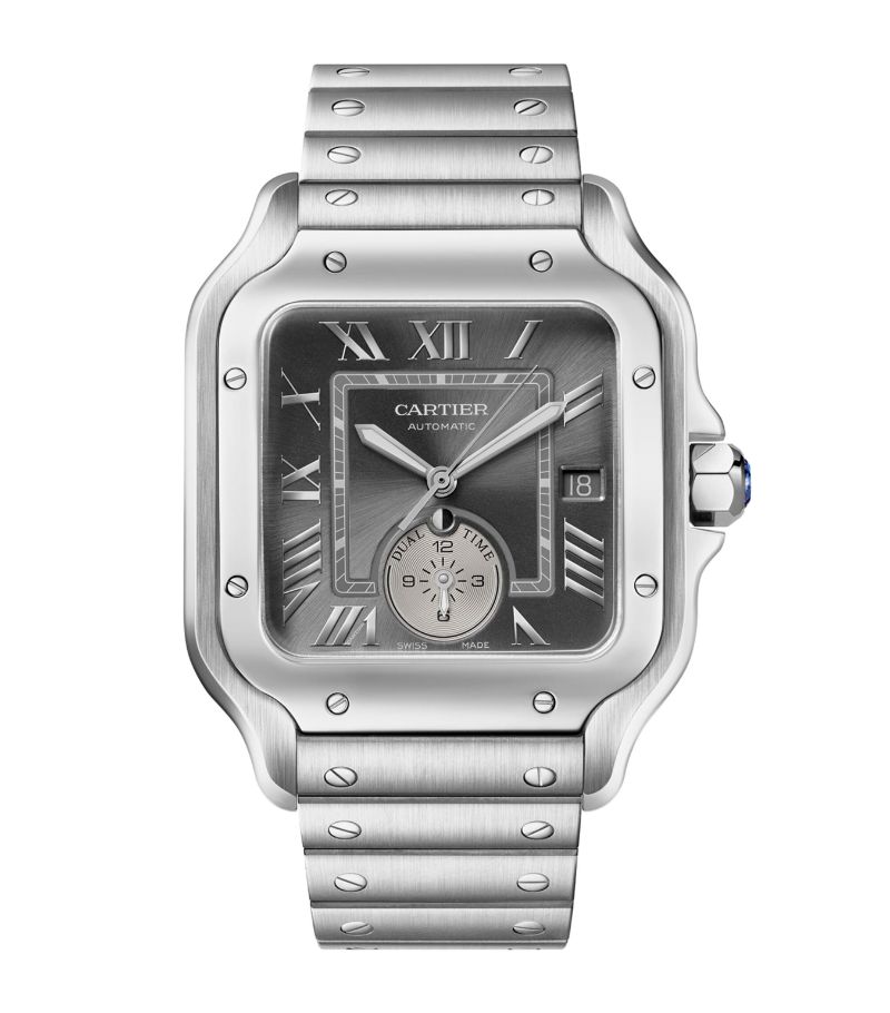 Cartier Cartier Rhodium-Plated Santos De Cartier Dual Time Watch 40.2Mm