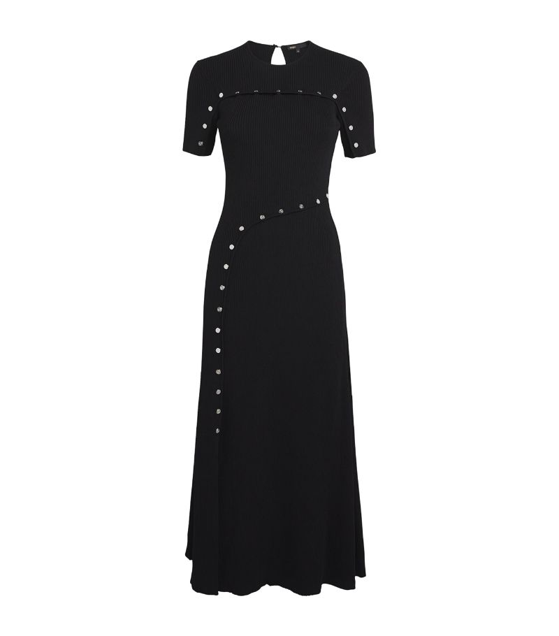  Maje Ribbed Press-Stud Midi Dress