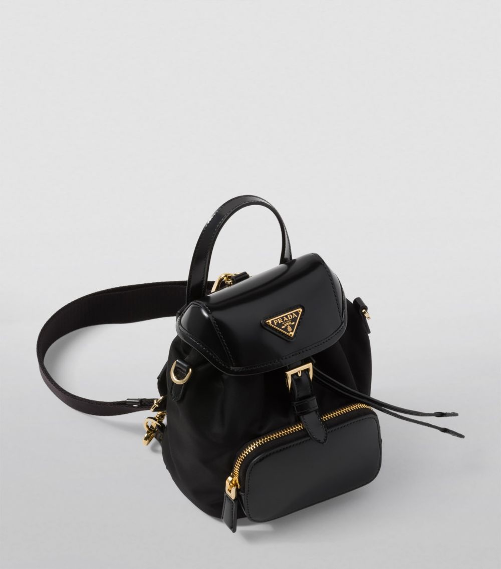 Prada Prada Re-Nylon And Leather Backpack Shoulder Bag