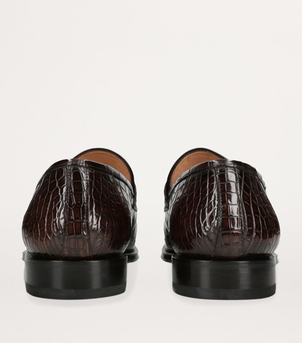 Santoni Santoni Crocodile Skin Duke Penny Loafers