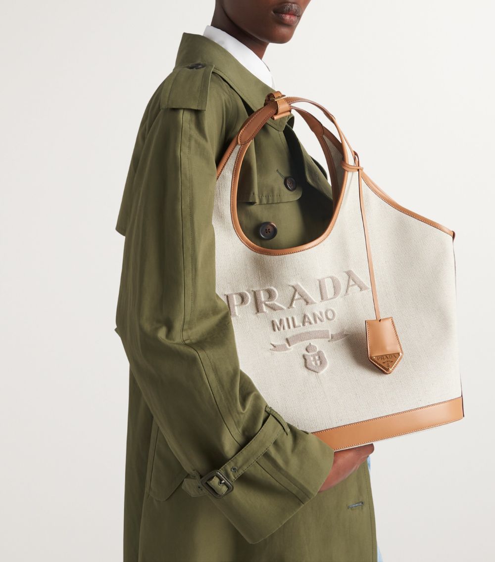 Prada Prada Large Cotton-Linen Tote Bag