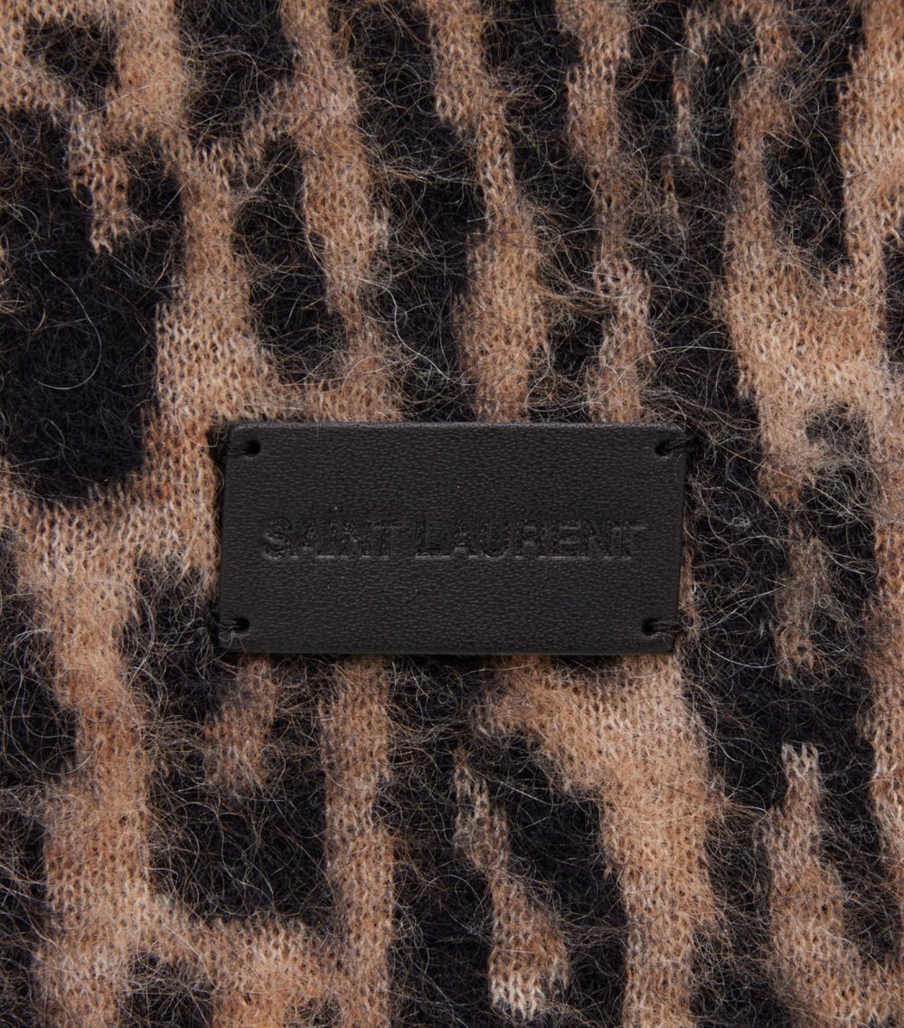 Saint Laurent Saint Laurent Mohair-Wool Leopard Scarf