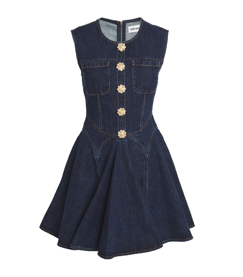 Self-Portrait Self-Portrait Denim Skater Mini Dress