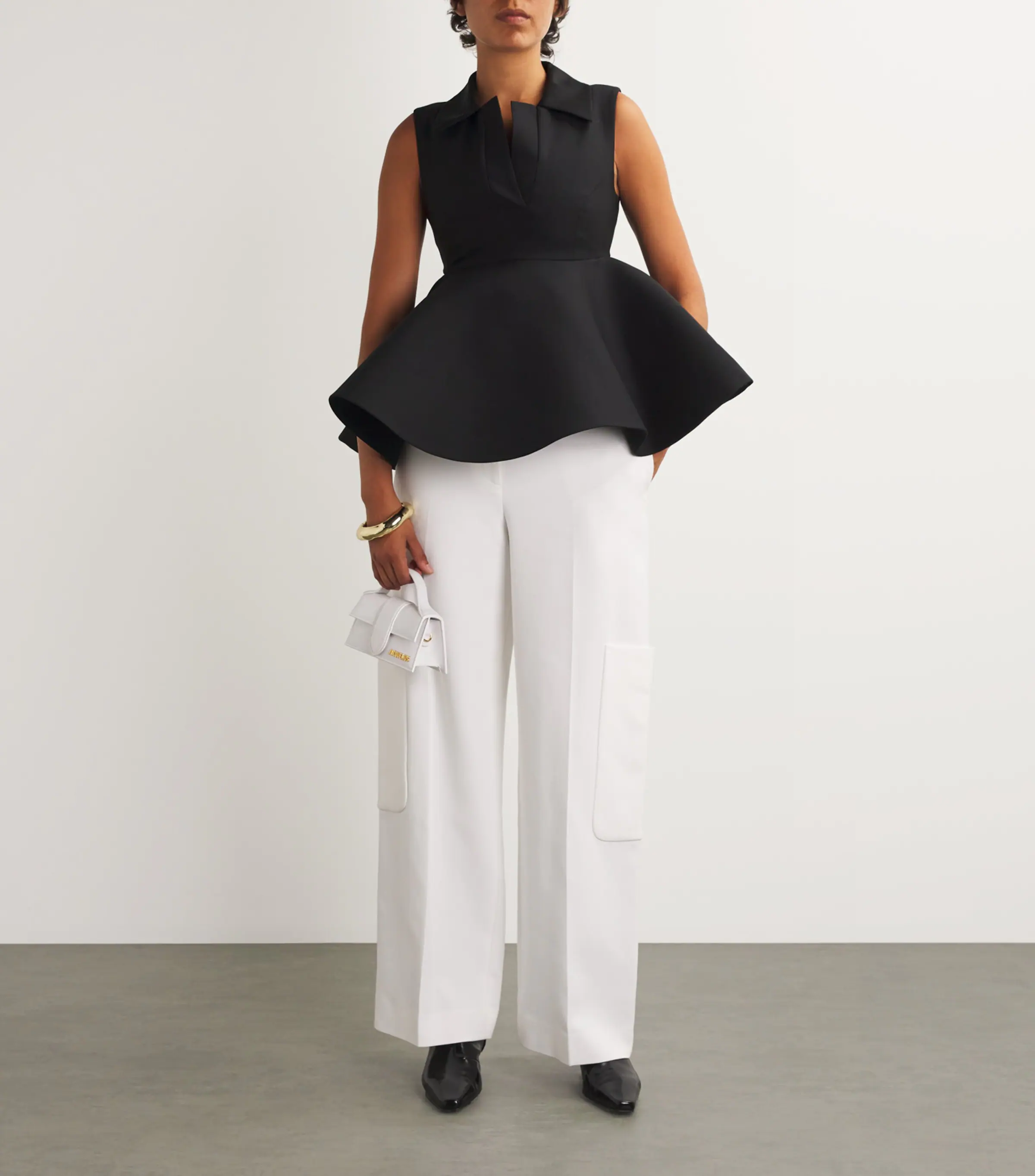 Jacquemus Jacquemus Virgin Wool-Silk Spalla Peplum Top