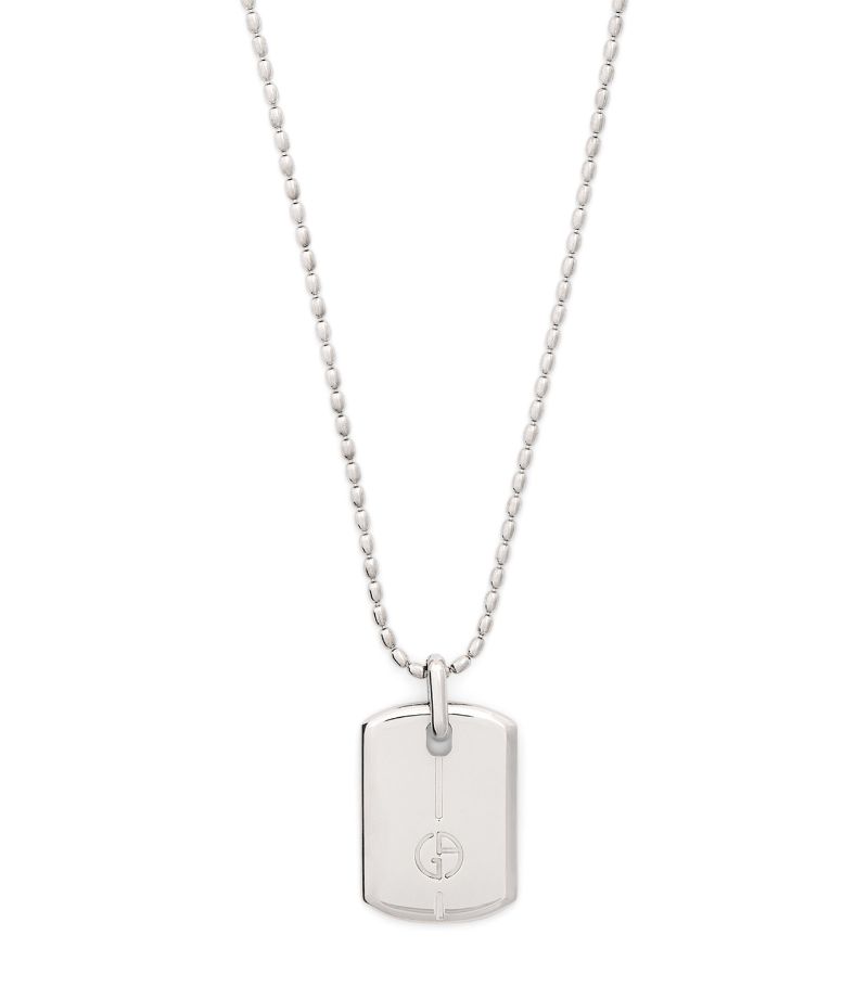 Giorgio Armani Giorgio Armani Silver Logo Plate Necklace