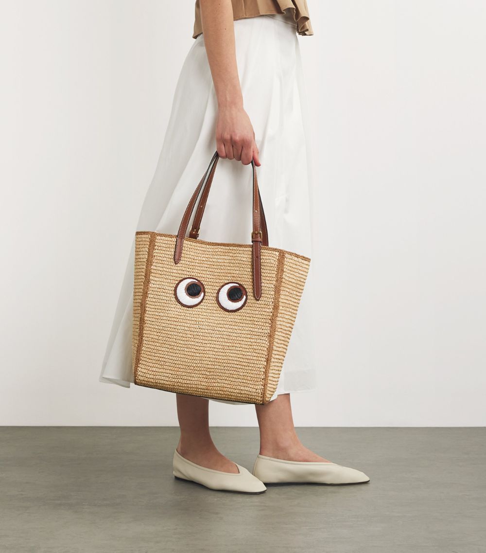 Anya Hindmarch Anya Hindmarch Small Raffia N/S Eyes Tote Bag