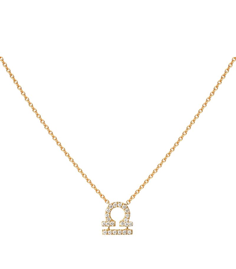 Engelbert Engelbert Yellow Gold and Diamond Zodiac Libra Necklace