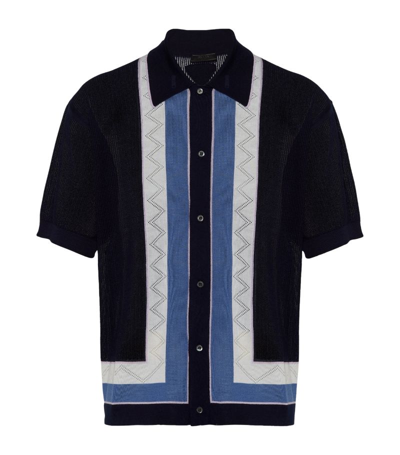 Prada Prada Cashmere Intarsia-Knit Polo Shirt