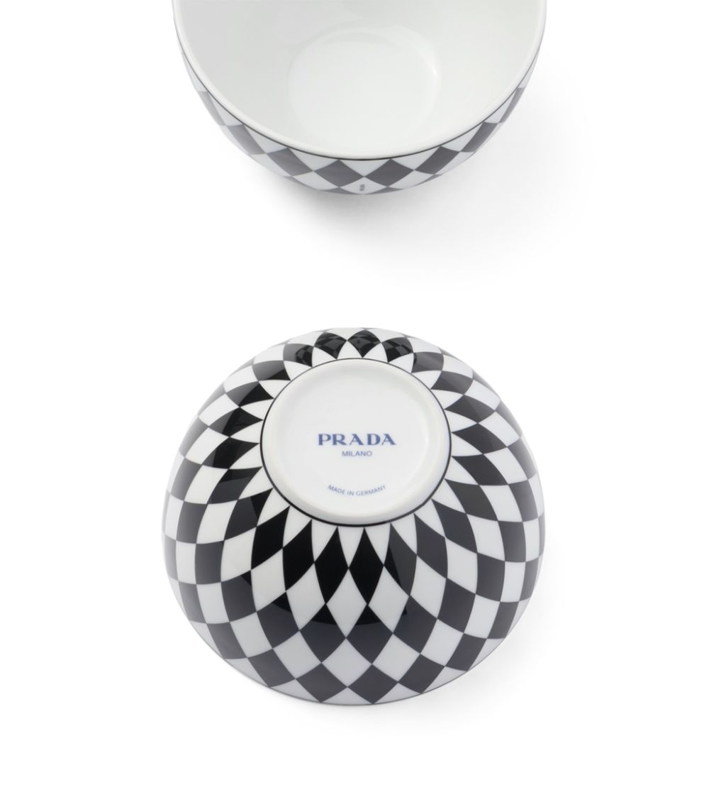 Prada Prada Set Of 2 Porcelain Chequerboard Rice Bowls (12Cm)