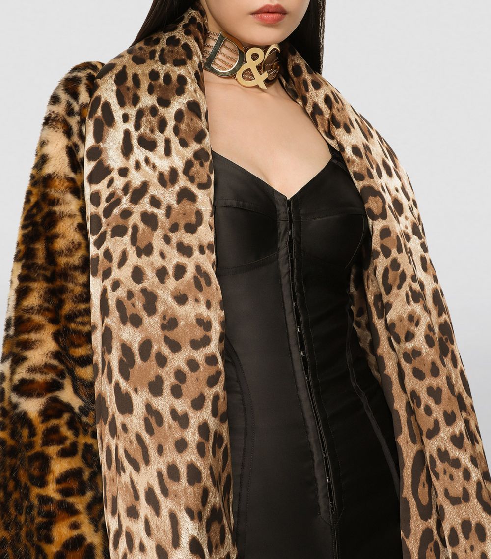 Dolce & Gabbana Dolce & Gabbana KIM DOLCE & GABBANA Faux Fur Leopard Print Coat