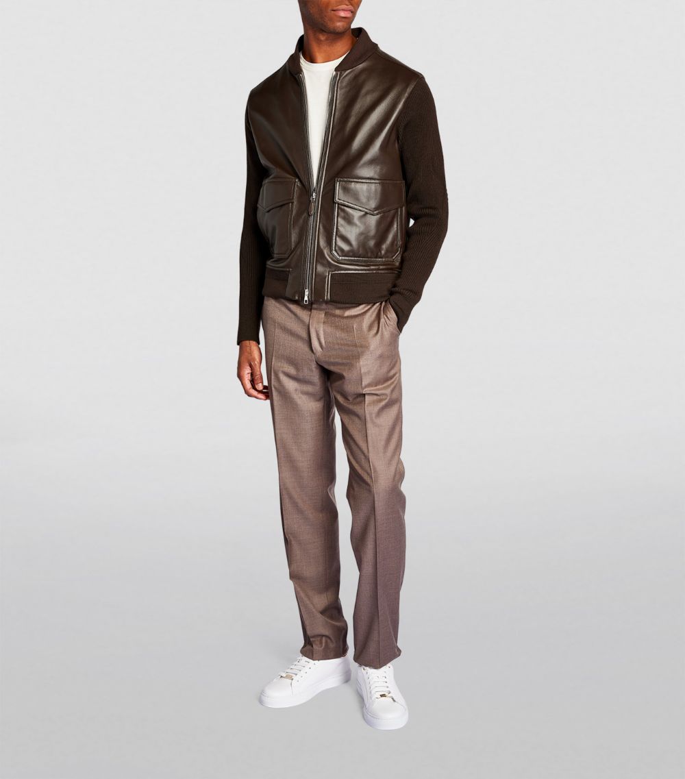 Dunhill Dunhill Leather-Wool Bomber Jacket