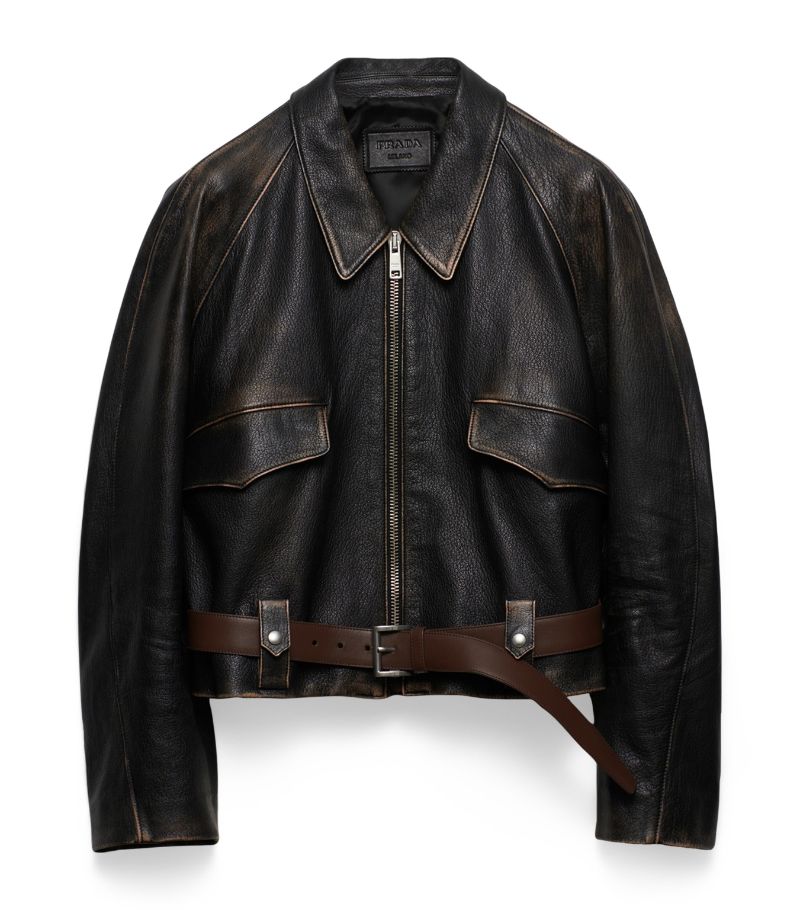 Prada Prada Belted Leather Jacket