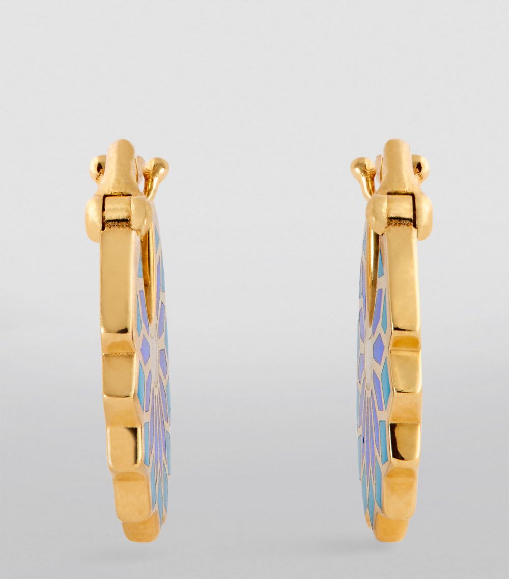 L'Atelier Nawbar L'Atelier Nawbar Mini Yellow Gold And Enamel Lady Sursock Earrings