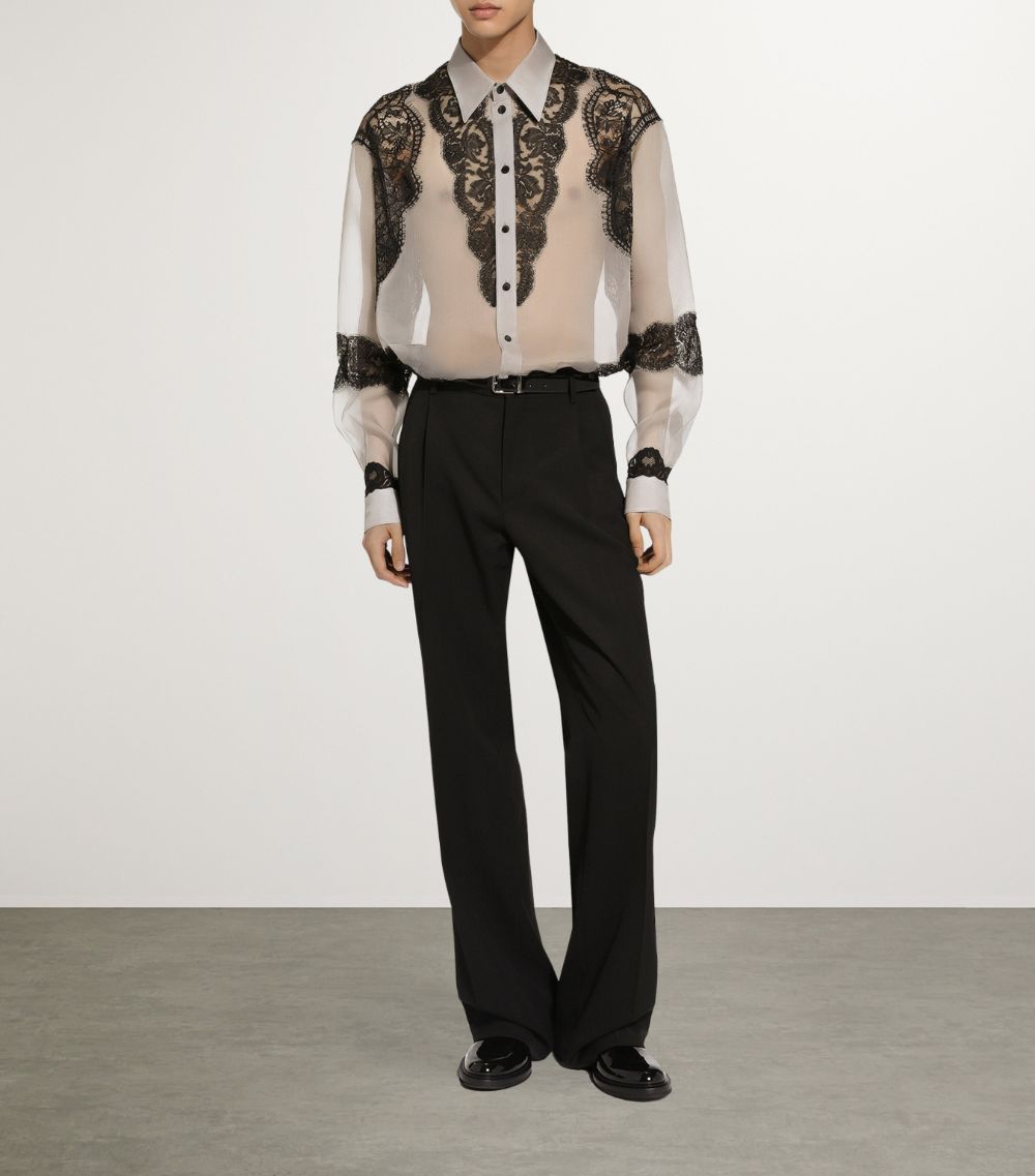 Dolce & Gabbana Dolce & Gabbana Silk Lace-Trim Shirt